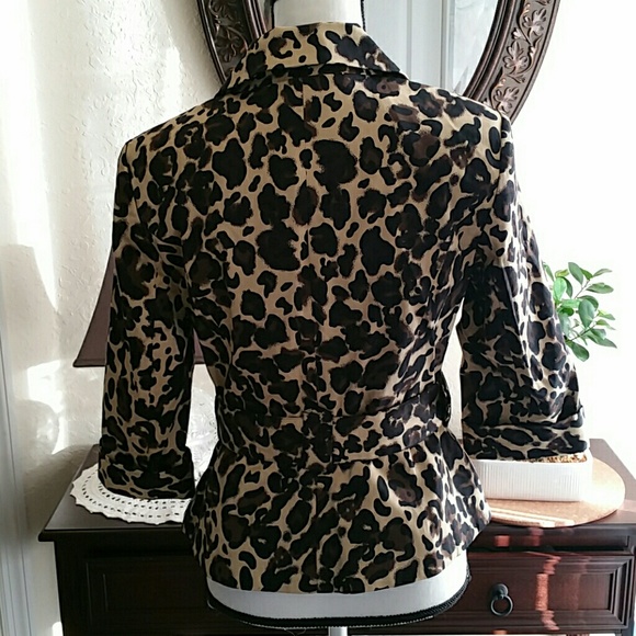 Leopard print 3/4 sleeves jacket by Grace Elements - Picture 2 of 3
